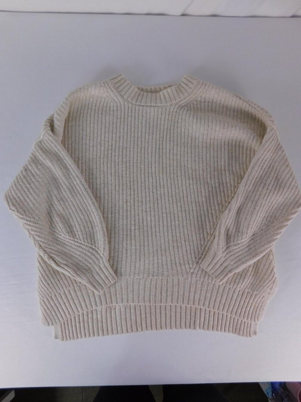 American Eagle Outfitters Sweater Womens S Beige Chunky-Knit Crewneck Pullover